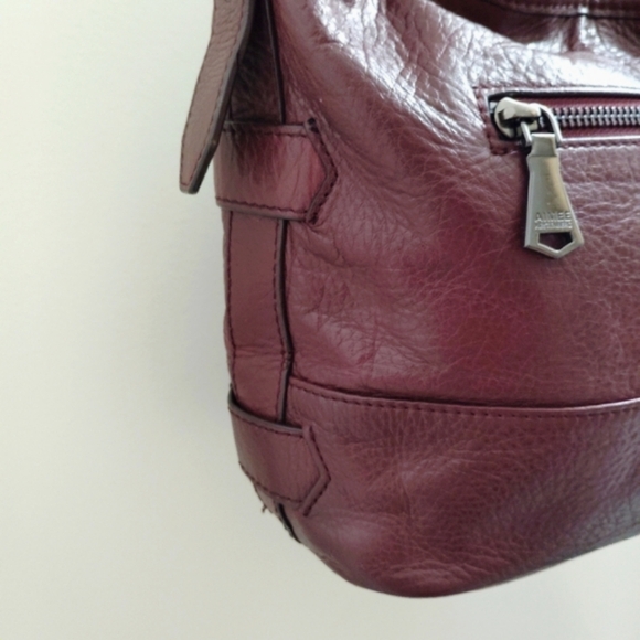 Aimee Kestenberg Leather Purse Shoulder Bag Quilted Burgundy Brown Satchel - Picture 12 of 15